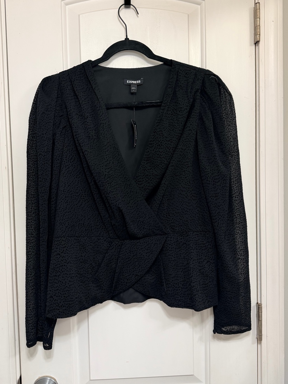 Express Black Textured Wrap Top